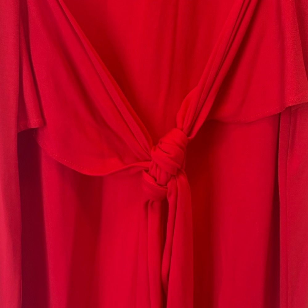 Lauren Ralph Lauren‎ Red V-Neck Front Tie Sleeveless Midi Jersey Dress XL - Picture 9 of 9